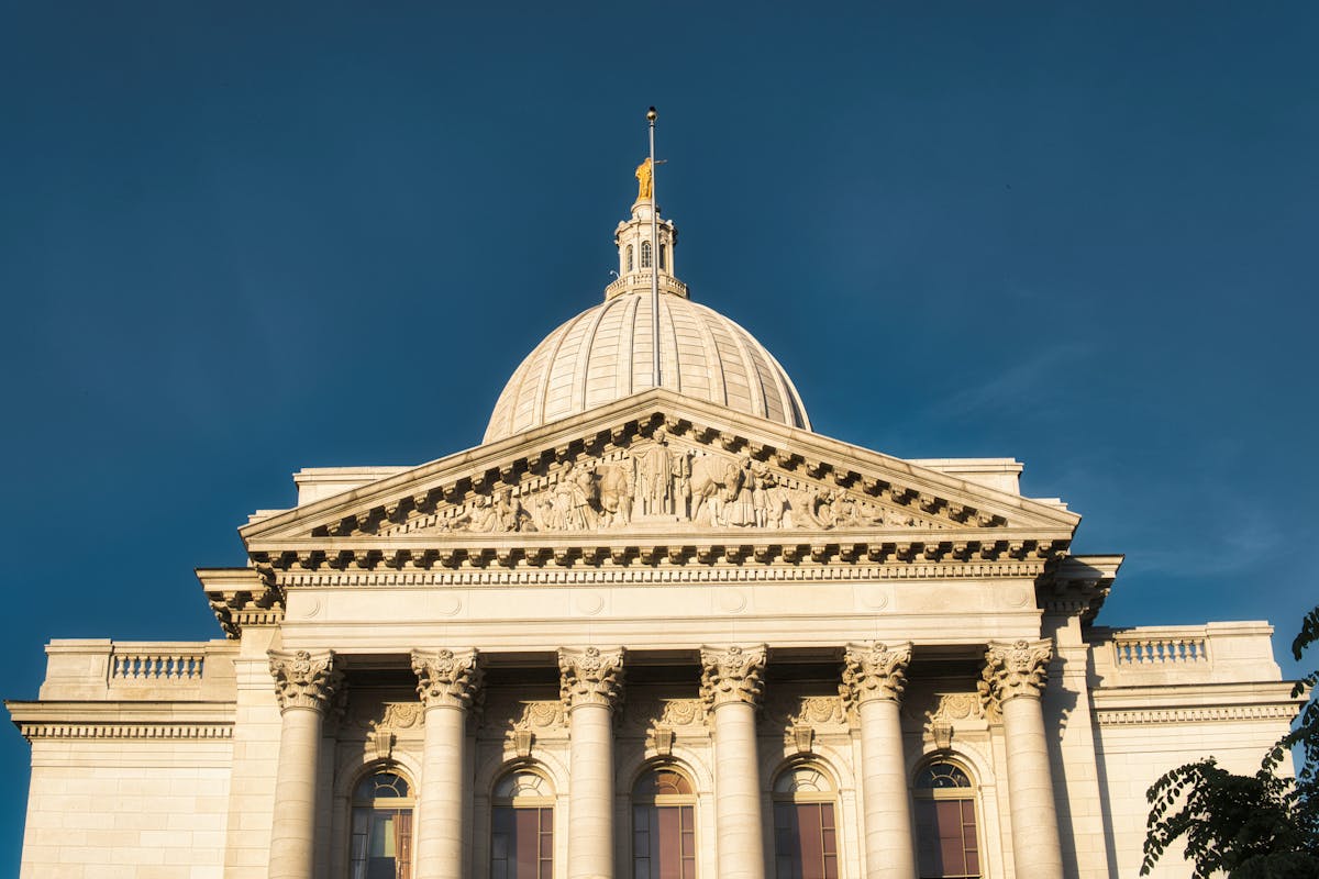 The Florida state capitol building under a clear sky